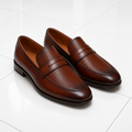 Premium Brown Leather Penny Loafers for Men – Handcrafted Formal Slip-On Dress Shoes