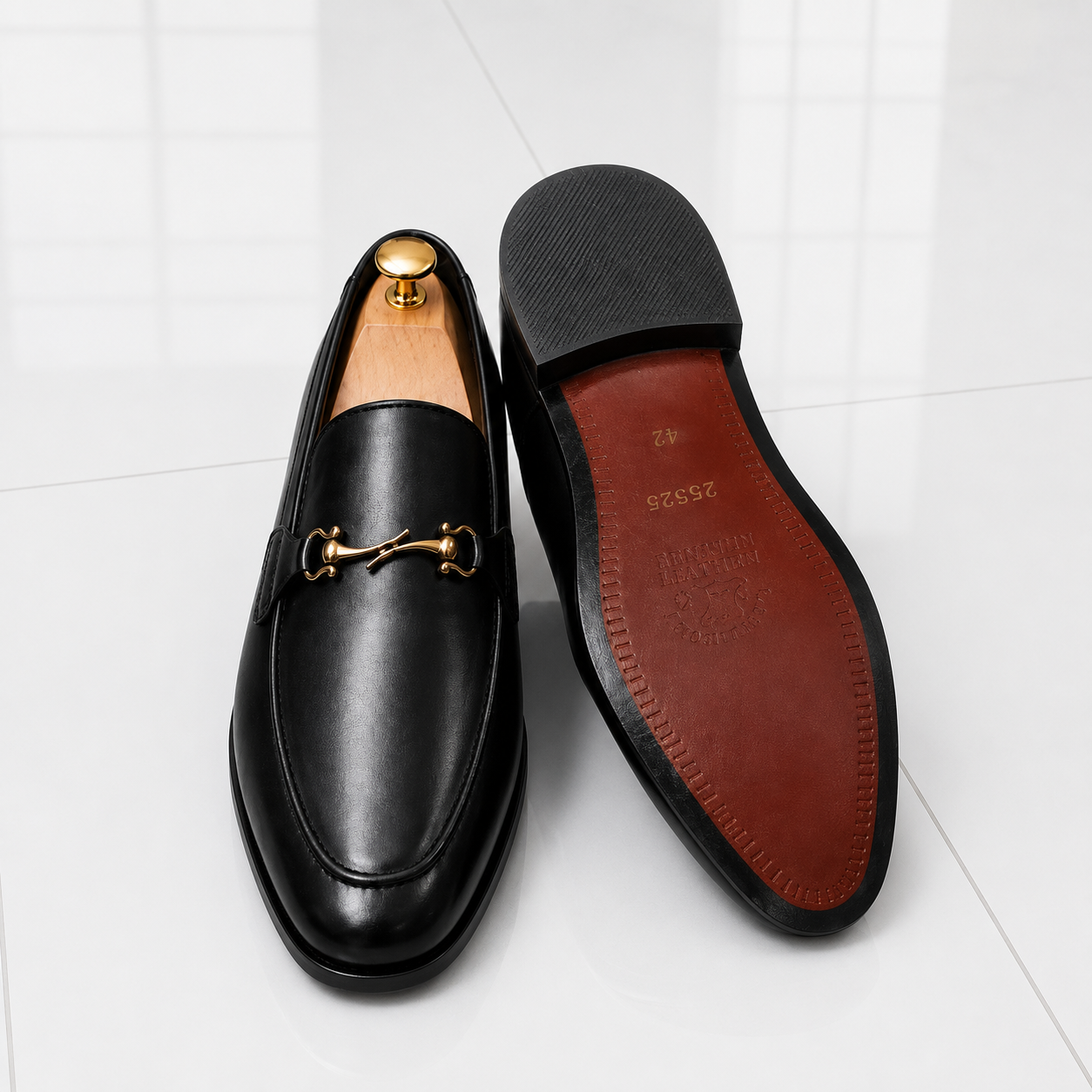 Luxury Black Leather Horsebit Loafers – Premium Formal Dress Shoes for Men