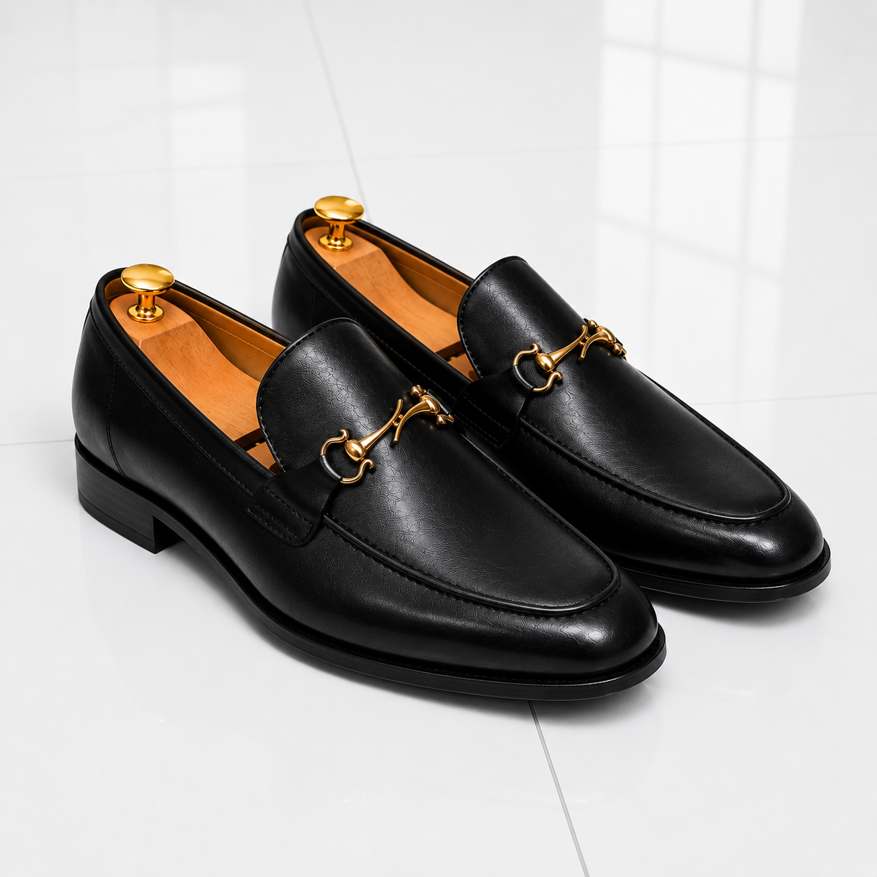 Luxury Black Leather Horsebit Loafers – Premium Formal Dress Shoes for Men