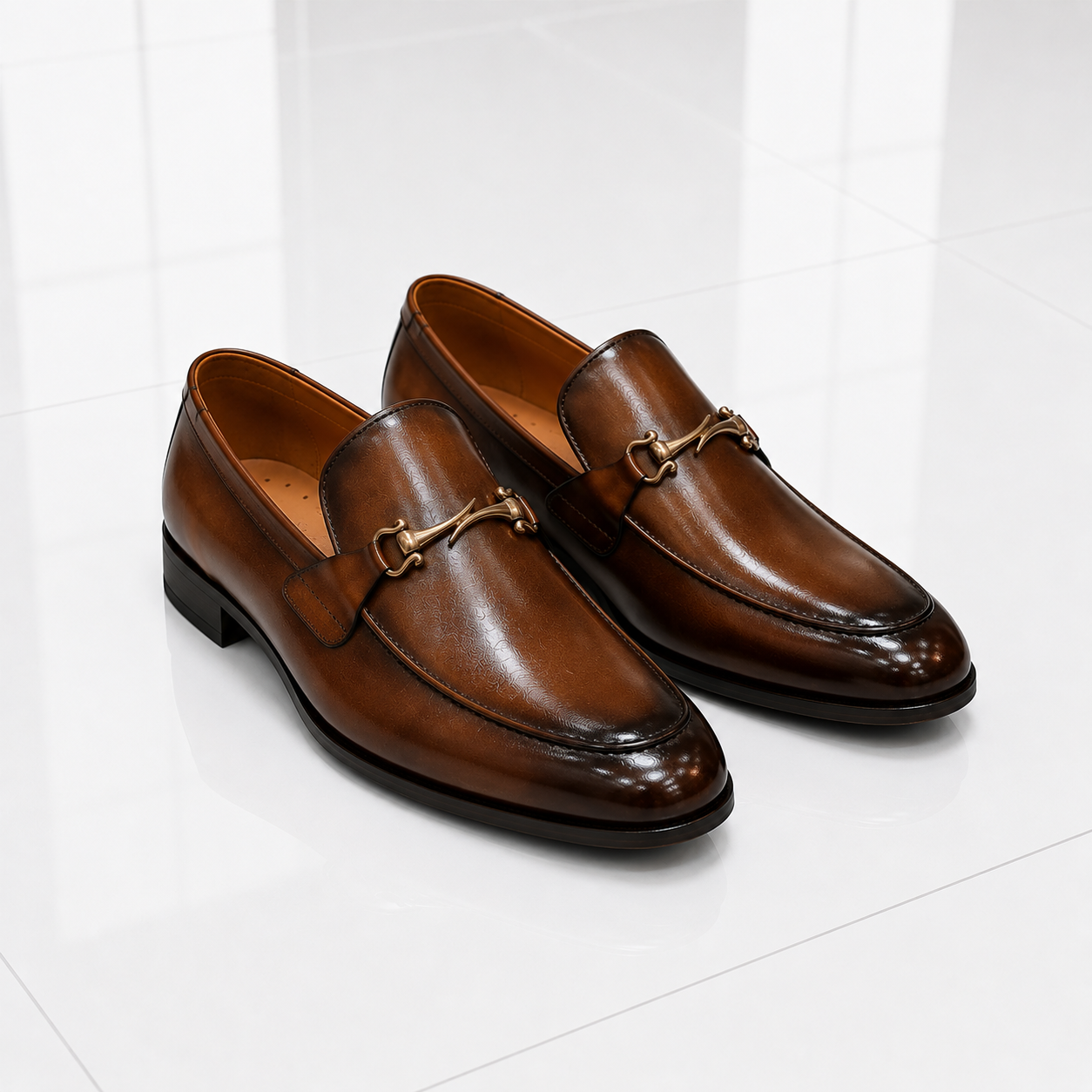 Velmora Brown Leather Horsebit Loafers – Genuine Leather Formal Dress Shoes for Men