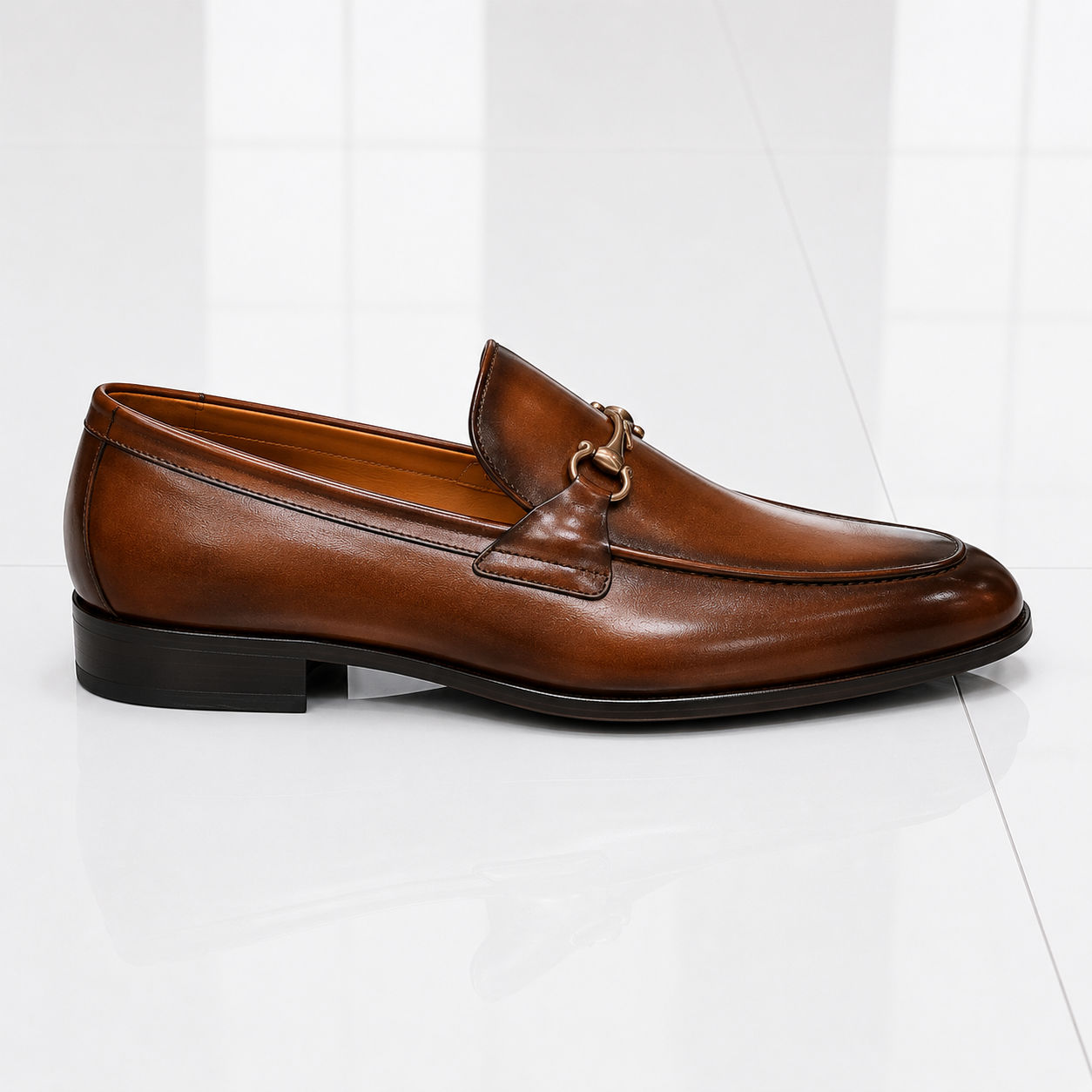 Velmora Brown Leather Horsebit Loafers – Genuine Leather Formal Dress Shoes for Men