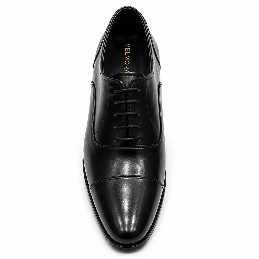 Velmora Genuine Cow Leather Oxford Cap-Toe Dress Shoes for Men