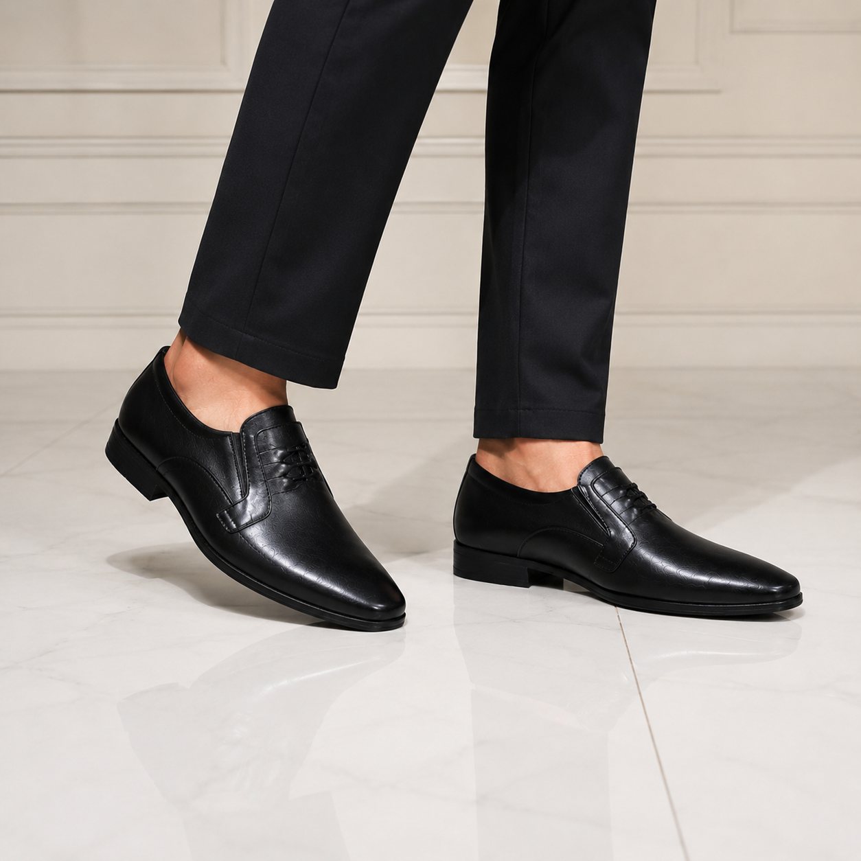 Velmora Black Genuine Leather Slip-On Formal Shoes for Men-25367