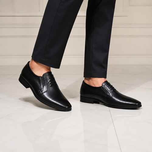 Velmora Black Genuine Leather Slip-On Formal Shoes for Men-25367