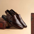 Brown Brogue Leather Peshawari Chappal-VM209