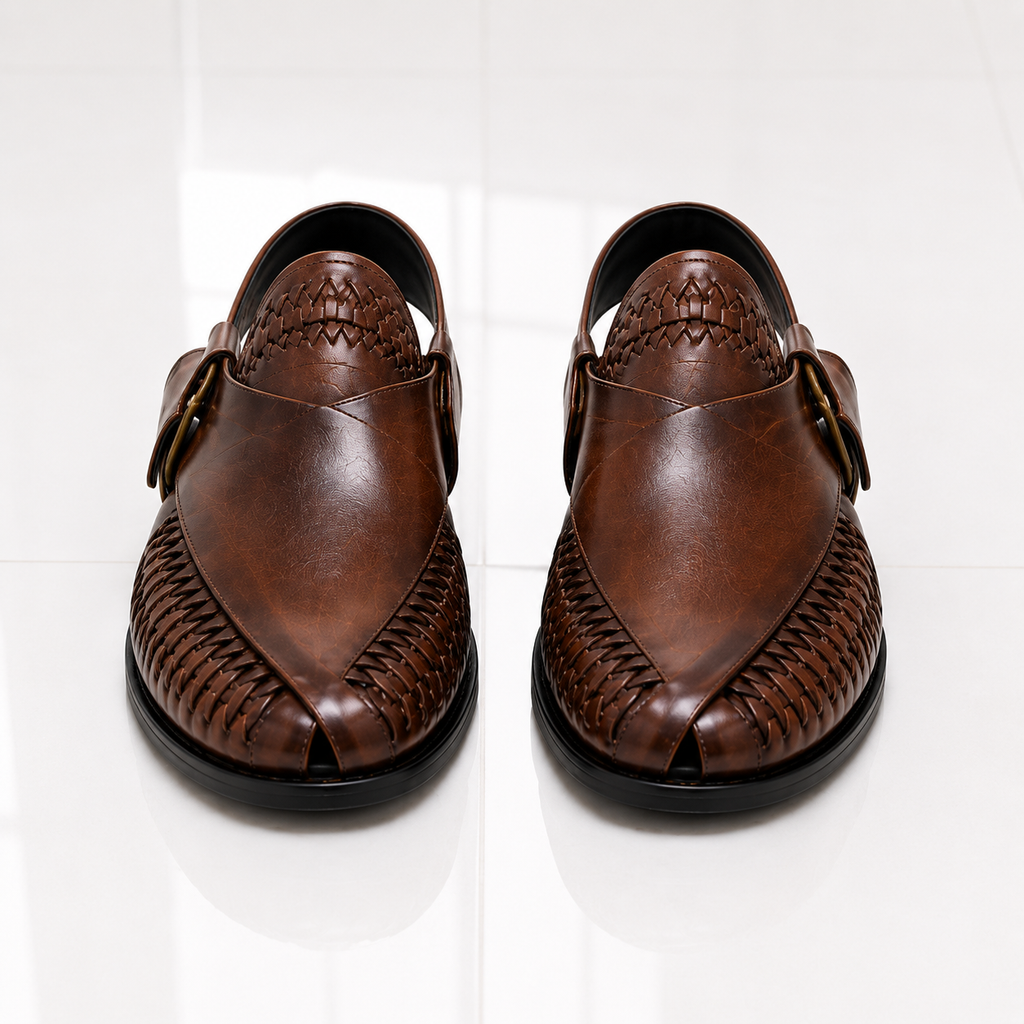 Velmora Premium Brown Peshawari Leather Sandals for Men – Handcrafted Luxury