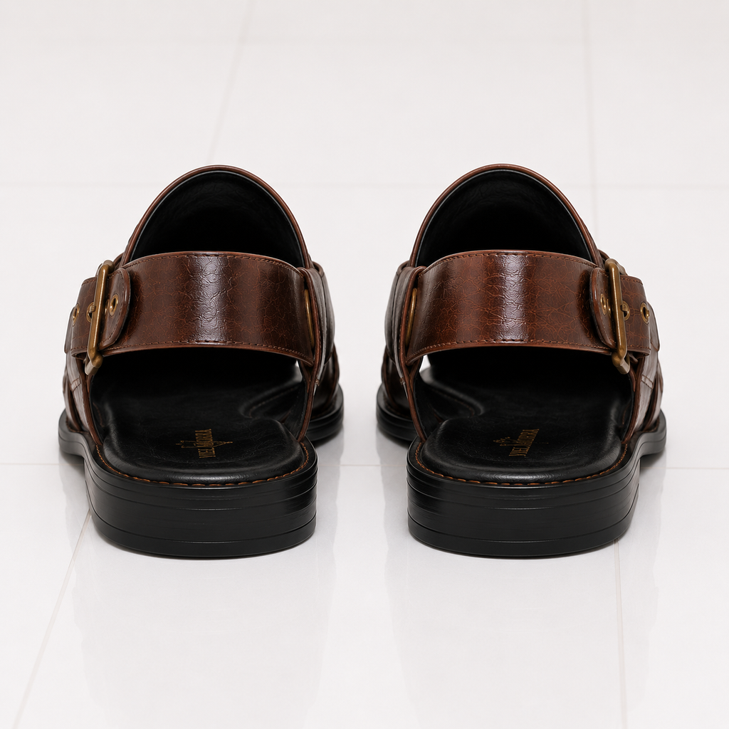 Velmora Premium Brown Peshawari Leather Sandals for Men – Handcrafted Luxury