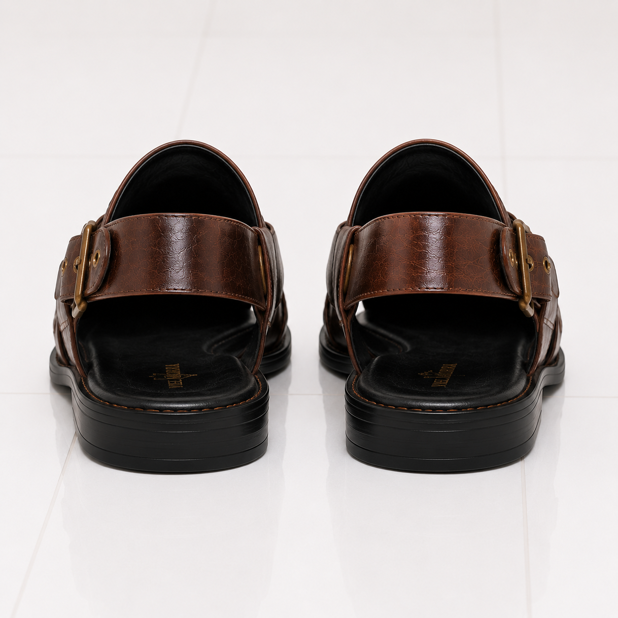 Velmora Premium Brown Peshawari Leather Sandals for Men – Handcrafted Luxury
